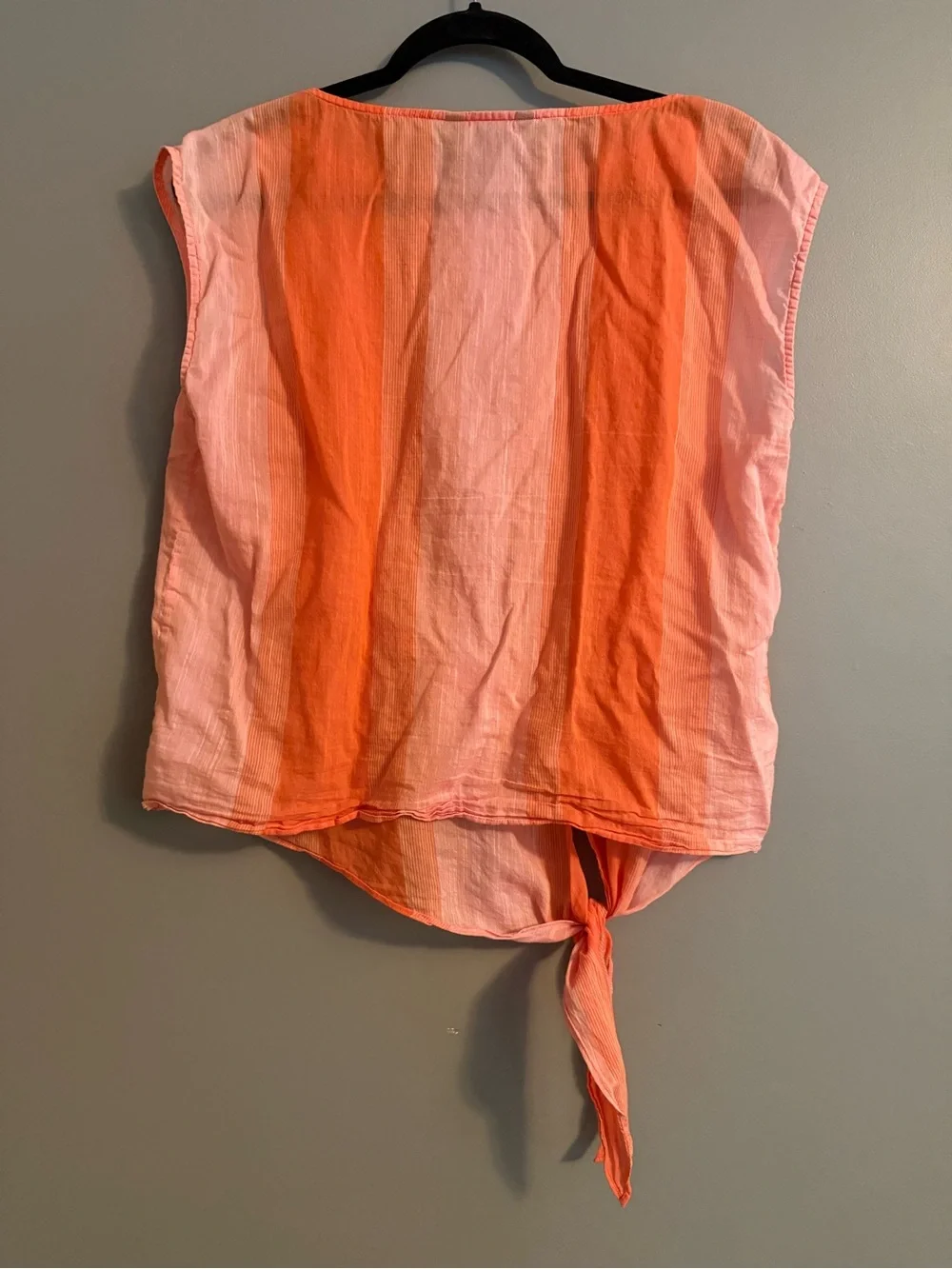 Tommy Bahama Orange and Pink Striped Tie-Hem Sleeveless Top